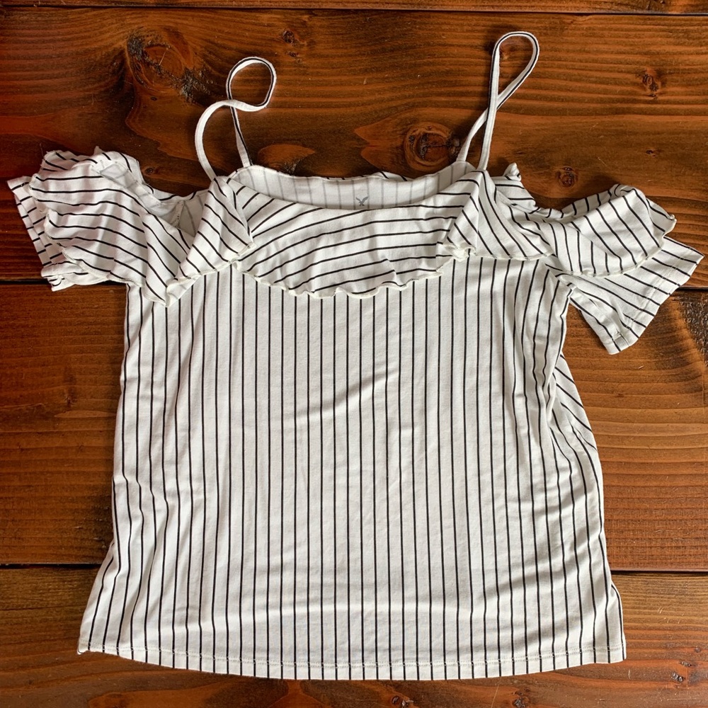 American Eagle Striped Ruffle Top